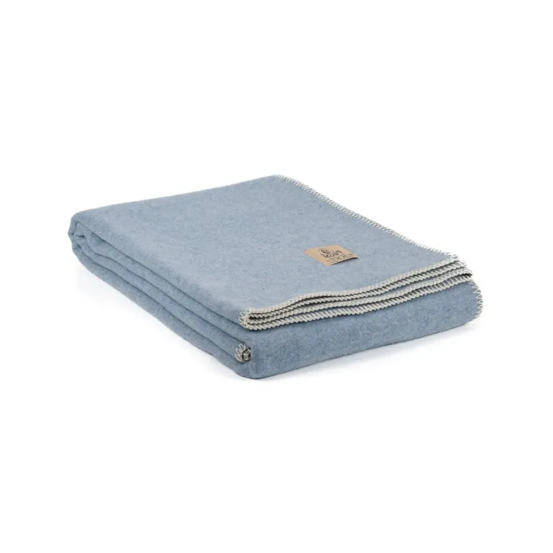 Folded Merino Wool & Cashmere Throw Blanket Luma Soft in blue