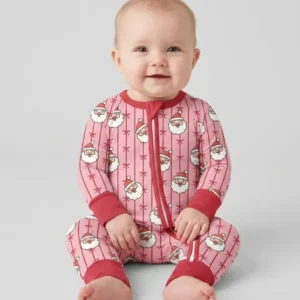 Pink Santa Bow Stripe Christmas Bamboo Convertible Zippy