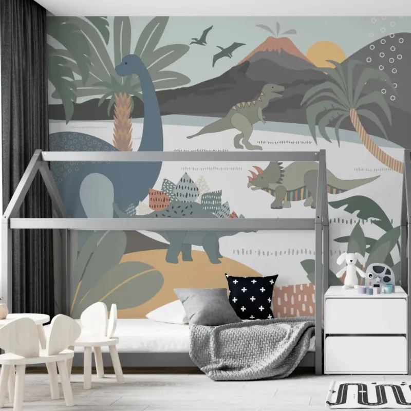 MUNKS & ME - Papier Peint Chambre Enfant Dinosaure Et Amis