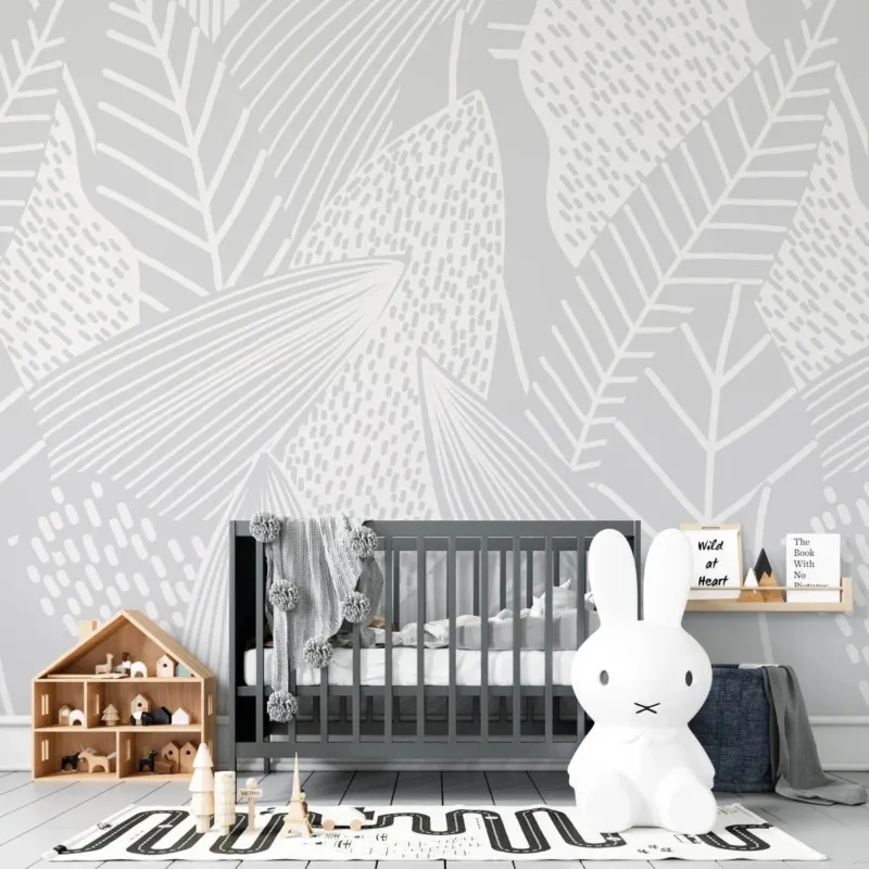 MUNKS & ME - Papier Peint Chambre Enfant Feuilles Abstraites Paxton - Bleu