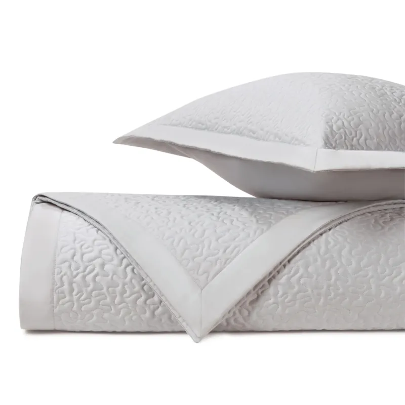 Home Treasures Vermicelli quilted coverlet and euro sham set in pearl white.